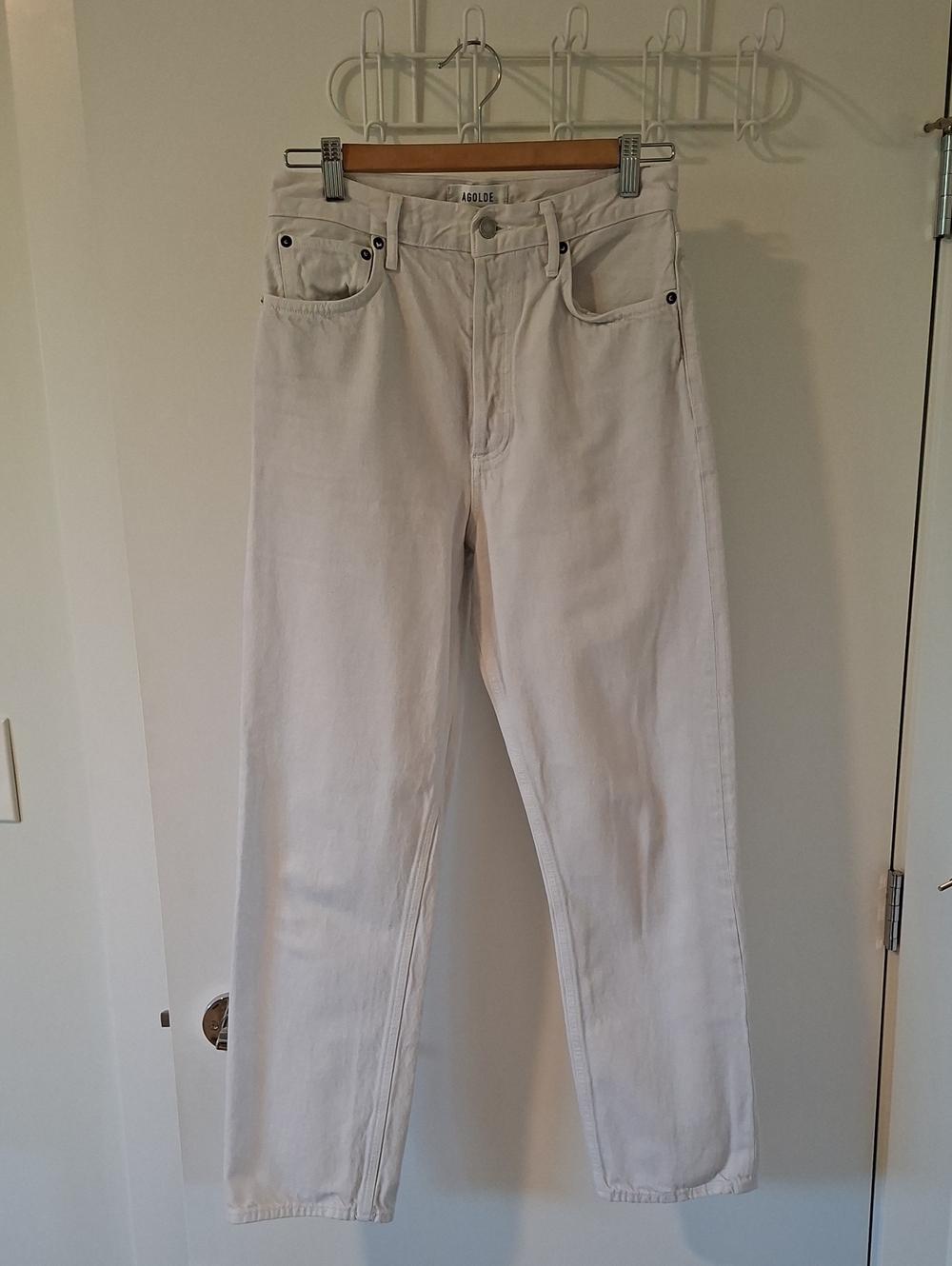 Agolde Off-White/Bone 90's Pinch Waist High Rise Straight-leg Jeans (Size 27) - Picture 2 of 9